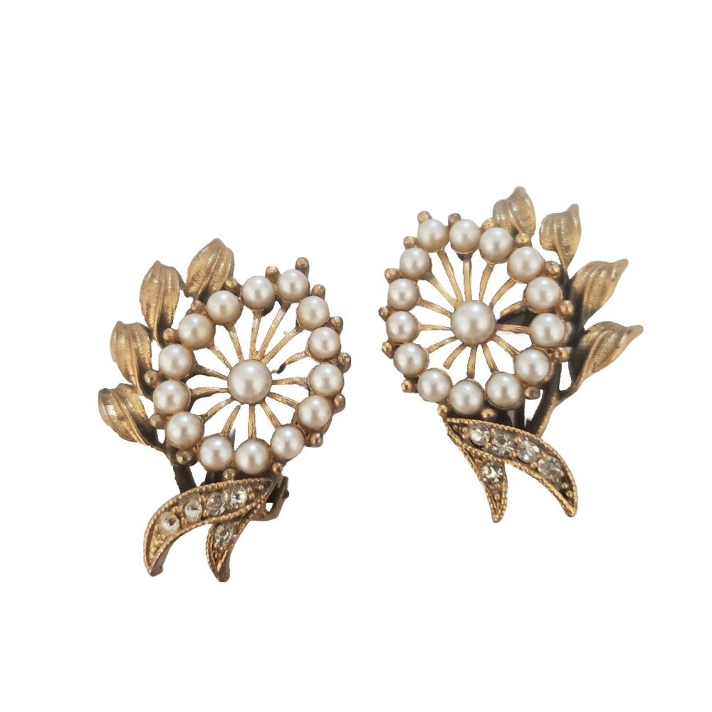 Vintage Tortolani Burnished Gold Tone Clip Earrings